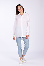 Oversized white linen blouse with asymmetry and Ukrainian flag on the back Edelvika 2028018 photo №2