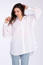 Oversized white linen blouse with asymmetry and Ukrainian flag on the back Edelvika 2028018 photo №3