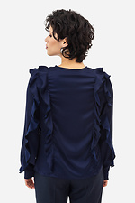 Женская блузка TRACY темно синего цвета с воланами Garne 3042018 фото №6