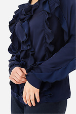 Женская блузка TRACY темно синего цвета с воланами Garne 3042018 фото №7