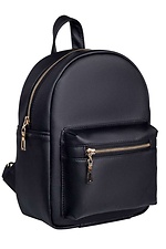 Черный маленький рюкзак из кожзама с внешним карманом SamBag 8045018 фото №1