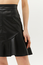 Короткая кожаная юбка EDUARDA черного цвета с воланом по подолу Garne 3040019 фото №6