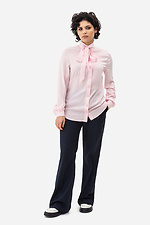 Классическая женская рубашка CORA розового цвета с бантом - поясом Garne 3042019 фото №2