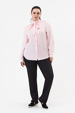 Классическая женская рубашка CORA розового цвета с бантом - поясом Garne 3042019 фото №11