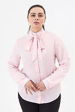 Классическая женская рубашка CORA розового цвета с бантом - поясом Garne 3042019 фото №12