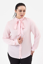 Классическая женская рубашка CORA розового цвета с бантом - поясом Garne 3042019 фото №13