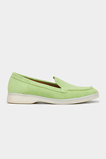 Damen-Loafer aus hellgrünem Wildleder mit niedrigem Absatz Garne 3200019 Foto №3