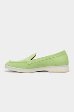 Damen-Loafer aus hellgrünem Wildleder mit niedrigem Absatz Garne 3200019 Foto №4
