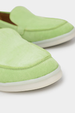Damen-Loafer aus hellgrünem Wildleder mit niedrigem Absatz Garne 3200019 Foto №5