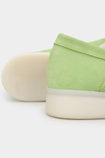 Damen-Loafer aus hellgrünem Wildleder mit niedrigem Absatz Garne 3200019 Foto №6
