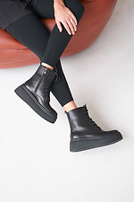 Hohe Winterstiefel aus echtem Leder mit Plateau.  4207019 Foto №6
