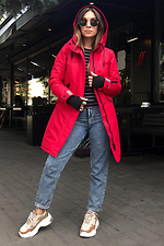 Winter verlängerte Parkajacke rot mit Leggings und Kapuze AllReal 8042019 Foto №1