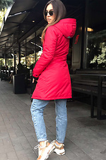 Зимова подовжена куртка парка червона з крагами і капюшоном AllReal 8042019 фото №4