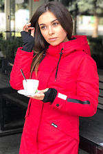 Winter extended parka jacket red with leggings and a hood AllReal 8042019 photo №7