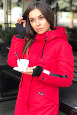 Winter verlängerte Parkajacke rot mit Leggings und Kapuze AllReal 8042019 Foto №7