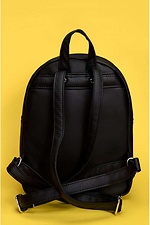 Черный маленький рюкзак из кожзама с внешним карманом на замке SamBag 8045019 фото №3