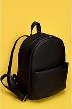 Черный маленький рюкзак из кожзама с внешним карманом на замке SamBag 8045019 фото №6