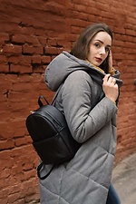 Черный маленький рюкзак из кожзама с внешним карманом на замке SamBag 8045019 фото №9