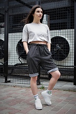 Checked long knee length straight shorts Without 8048019 photo №1