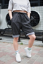 Checked long knee length straight shorts Without 8048019 photo №2