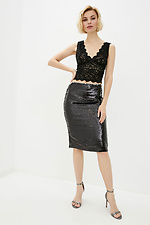 Блестящая юбка миди SHOW в черные пайетки з разрезом сзади Garne 3037020 фото №2