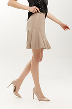 Short leather skirt EDUARDA beige with a flounced hem Garne 3040020 photo №4