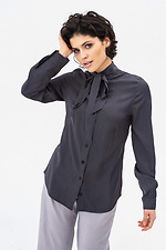 Classic women's shirt CORA graphite color with bow-belt Garne 3042020 photo №1