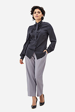Classic women's shirt CORA graphite color with bow-belt Garne 3042020 photo №2