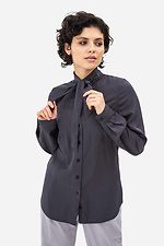 Classic women's shirt CORA graphite color with bow-belt Garne 3042020 photo №4