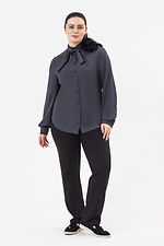 Классическая женская рубашка CORA графитового цвета с бантом - поясом Garne 3042020 фото №8