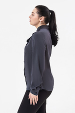 Classic women's shirt CORA graphite color with bow-belt Garne 3042020 photo №9