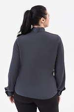 Classic women's shirt CORA graphite color with bow-belt Garne 3042020 photo №10