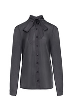Классическая женская рубашка CORA графитового цвета с бантом - поясом Garne 3042020 фото №11