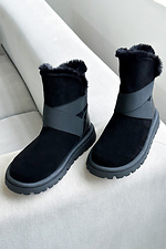 Damen-Slipper-Stiefel aus schwarzem Wildleder für den Winter 4207020 Foto №2