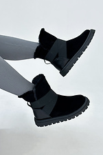 Damen-Slipper-Stiefel aus schwarzem Wildleder für den Winter 4207020 Foto №3