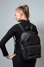 Черный маленький рюкзак из кожзама с внешним карманом на замке SamBag 8045020 фото №5
