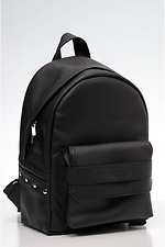 Черный маленький рюкзак из кожзама с внешним карманом на замке SamBag 8045020 фото №8