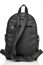 Черный маленький рюкзак из кожзама с внешним карманом на замке SamBag 8045020 фото №10