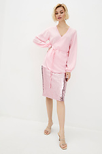 Блестящая юбка миди SHOW в розовые пайетки з разрезом сзади Garne 3037021 фото №2