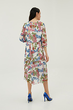 Szyfonowa sukienka midi w kwiatowy print z przyciętymi bufiastymi rękawami Garne 3039021 zdjęcie №4