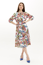 Szyfonowa sukienka midi w kwiatowy print z przyciętymi bufiastymi rękawami Garne 3039021 zdjęcie №5