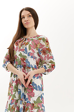 Floral print chiffon midi dress with cropped puff sleeves Garne 3039021 photo №8
