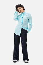 Classic women's shirt CORA mint color with bow-belt Garne 3042021 photo №2