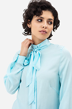 Classic women's shirt CORA mint color with bow-belt Garne 3042021 photo №4