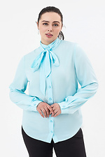 Classic women's shirt CORA mint color with bow-belt Garne 3042021 photo №7