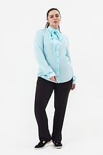 Классическая женская рубашка CORA мятного цвета с бантом - поясом Garne 3042021 фото №8