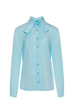 Classic women's shirt CORA mint color with bow-belt Garne 3042021 photo №10