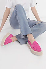 Women's Pink Genuine Suede Platform Loafers Garne 3200021 photo №1