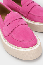 Women's Pink Genuine Suede Platform Loafers Garne 3200021 photo №5