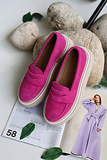 Women's Pink Genuine Suede Platform Loafers Garne 3200021 photo №7